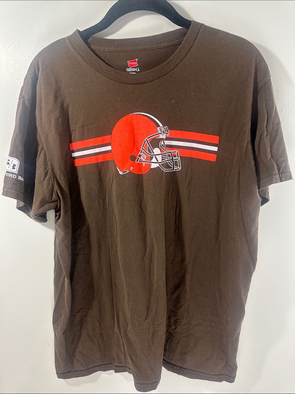 Hanes Cleveland Browns Tee with Orange Football Helmet Graphic women’s Large